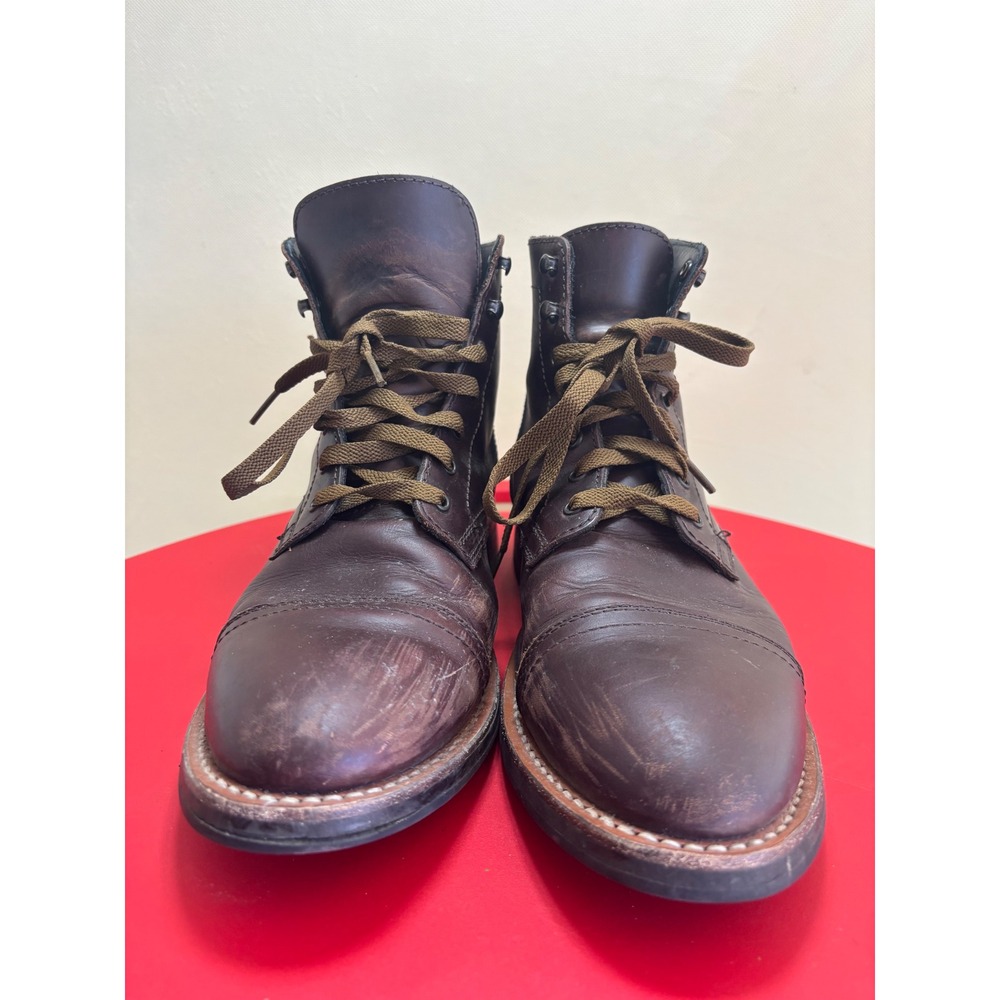 Thursday Boot Company Captain Brown Leather BLEM Boots Mens 10 Wide Cap Toe